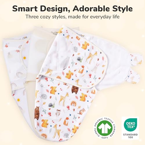 Image of Mama Cheetah Baby Swaddle Sack, Organic Cotton Swaddle Blanket, Adjustable Swaddle Sleep Sacks, Easy Swaddles for Boy Girl 0-3 Month, Baby Essentials, 3-Pack