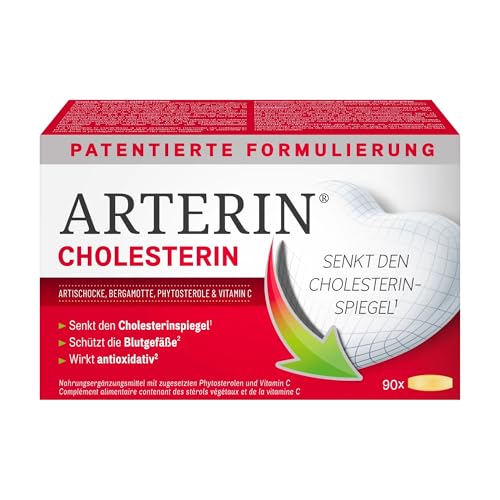 ARTERIN Cholesterin – Nahrungsergänzungsmittel mit Phytosterolen und Vitamin C – senkt den Cholesterinspiegel(1) – antioxidative Wirkung(2) – Pflanzlich – 1 x 90 Tabletten