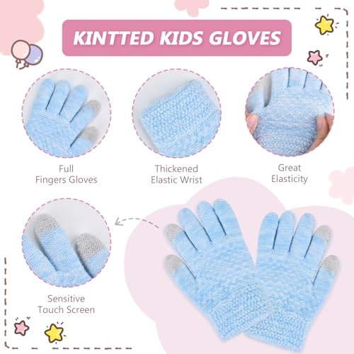 Image of Kids Winter Hat Gloves Scarf Set,Toddler Girls Winter Hat Kids Beanie with Pom Neck Warmer Gaiter Mittens Fleece Lined Set
