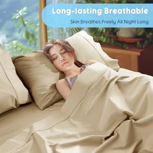 Image of SONORO KATE 1000 Series 100% Egyptian Cotton King Sheets,Extra Deep Pocket