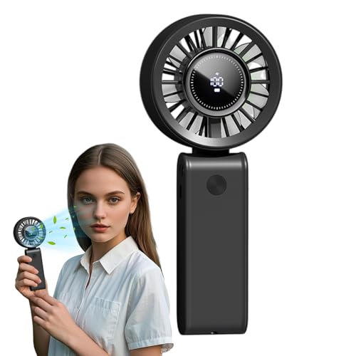 Ventilador de mano, ventilador de mano - recargable con 3 velocidades | de aire acondicionado plegable con pantalla digital para acampar la cocina del dormitorio de senderismo