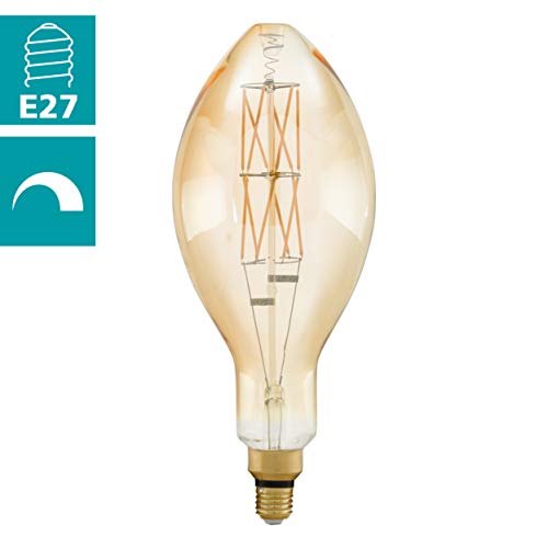 Eglo Dimmable E27 Filament LED Candle Light Bulb Big Size, Extra-Large Amber Vintage Edison lamp - Image 2