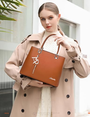 Image of Womens Purses and Handbags Shoulder Bags Top Handle Satchel Tote Bag | Tassel Charm for Ladies Designer Crossbody Purse, Detachable Long Strap, PU Leather Tote Handbag for Women