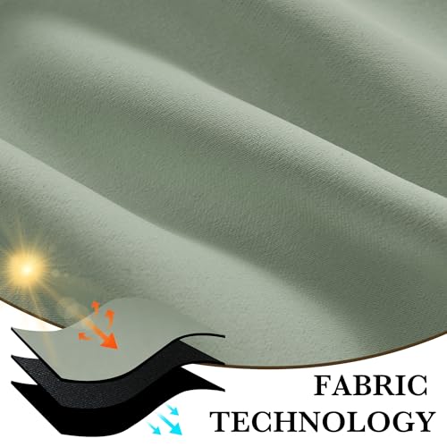 Image of RYB HOME 100% Blackout Short Curtains for Small Window, Thermal Insulated Noise Reducing Back Tab Curtains for Nursery Bathroom Basement, 42 inches Wide by 30 inches Long, Sage Green