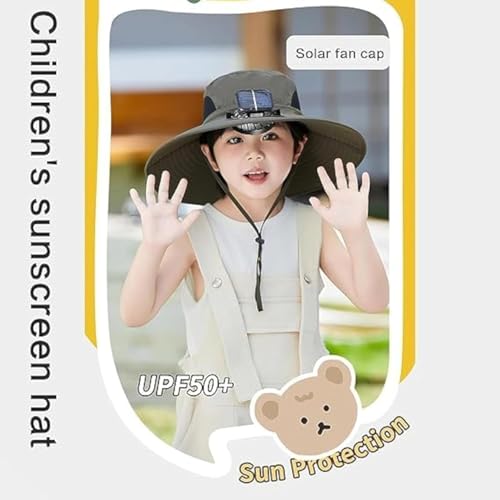 Wide Brim Solar Fan Hat for Kids -UV Protection Summer Hat with Solar-Powered Cooling Fan for Toddlers & Breathable Sun Hats3