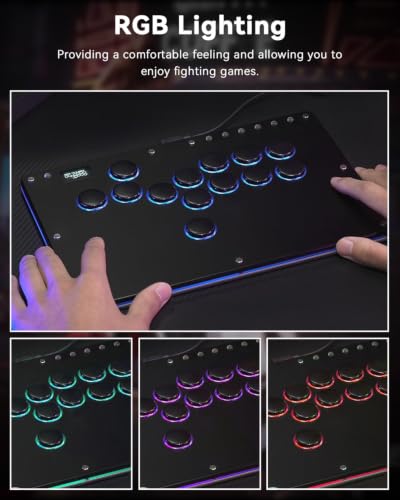 Image of Haute42 13-Key Leverless Arcade Controller, RGB Fighting Stick (Black) | All-Button Gamerfinger for PC /Ps3 /Ps4 /Switch /Steam Game Keyboard-Supports Hot Swap & SOCD