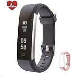 【Monitor de ritmo cardíaco en la muñeca】Pulsera fitness con monitor de ritmo cardíaco integrado en la muñeca. Por lo tanto, no necesita una correa adicional para el pecho durante el entrenamiento, y puede vigilar su ritmo cardíaco incluso en deportes al aire libre.