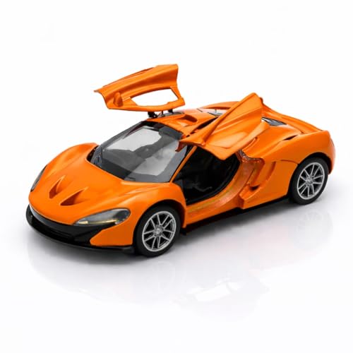 Image of McLaren Toy Car Model 1:36 Scale Die-cast Metal Pull Back Vehicle with Openable Doors, Lights & Music, Sports Model for Kids, Boys & Collectors (Orange)