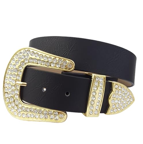Western Rhinestone Gold Buckle Belt