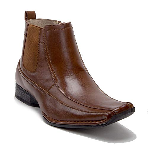 Jazamé Men's 87742 Ankle High Zipped Classic Square Toe Chelsea Dress Boots