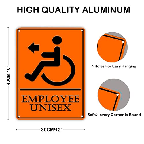 Plaque de toilettes unisexe en aluminium de 40x30 cm pour signalisation extérieure
