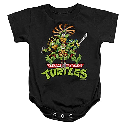 LOGOVISION TMNT Teenage Mutant Ninja Turtles Manga Turtles Unisex Infant Snap Suit for Baby, Black, 6 Months