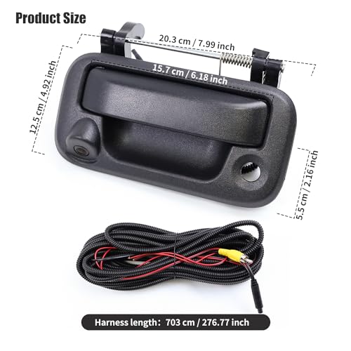 Image of Rear Tailgate Handle and Reverse Rear View Backup Camera with Extension Cable Wiring Harness Kit Compatible with Ford F150 F250 F350 F450 F550, Replace # 8L3Z-9943400-AC