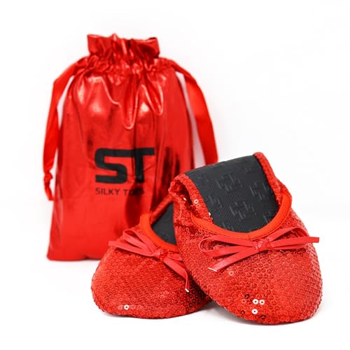 Image of Silky Toes Foldable Sequin Shoes for Women | Comfortable Dressy Flats for Weddings, Parties & Events | Ballet Purse Slippers