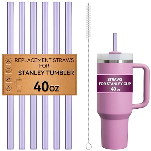 Image of Purple Straw For Stanley, 12 inch Long Replacement Straws for Stanley 40 oz 30 oz Tumbler,Reusable Tritan BPA Free Also Fit Simple Modern, Owala 40oz / 30oz Tumblers and Big Size Cups (Light Purple)