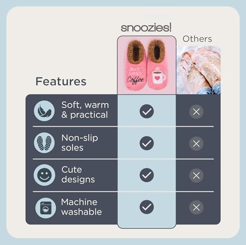 Image of Snoozies Coffee Slipper Socks for Women Cute Gifts and Fun House Slippers with Soft Sherpa Lining and Grips