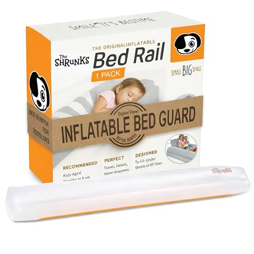 Shrunks Inflatable Bed Rail for Toddlers, Kids, Adults, and Elderly | Portable Bed Bumper for Toddler Travel or Home | Blow Up Bed Guard Rail for Twin, Full, Queen, King Size Beds (1 Pack)