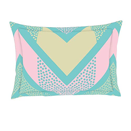 Image of Spaces Atrium Cotton King Size Fitted Double Bedsheet with 2 Pillow Covers Soft Feel Skin Safe Breatheable Fabric (Geometric, 183 cm x 198 cm + 30 cm) - Aqua Green