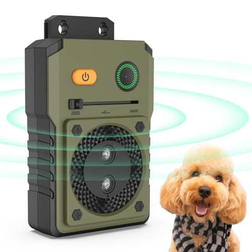 Ahuyentador de Perros Potente,3 Frecuencias Ajustables Dispositivo Antiladridos Para Perros,Auto/50Pies Antiladridos para Perros,Antiladridos Para Perros Ultrasonidos,Repelente PerrosInterior/exterior