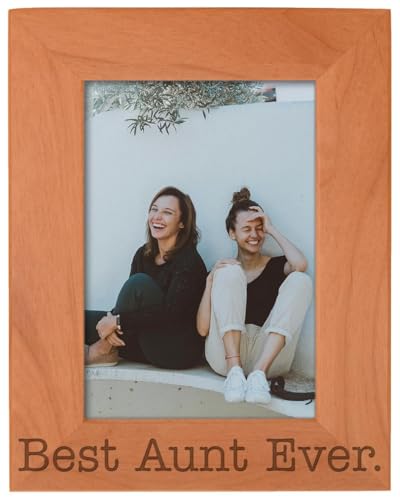 ThisWear Gift for Aunt Best Aunt Ever Mothers Day Natural Wood Engraved 5x7 Portrait Picture Frame Wood