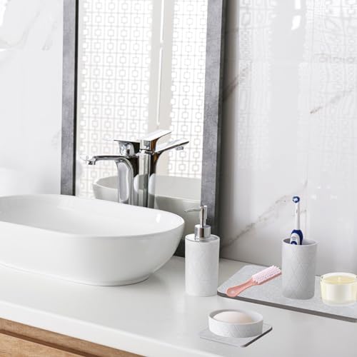 4 Stück Wasserabsorbierendes Steintablett für Spüle, Kieselgur Untersetzer, Sofort Schnell Trockenmatte für die Küchentheke, rutschfeste Diatomit Mundwasserbecher-Untersetzer für Schwämme, Bürsten 3
