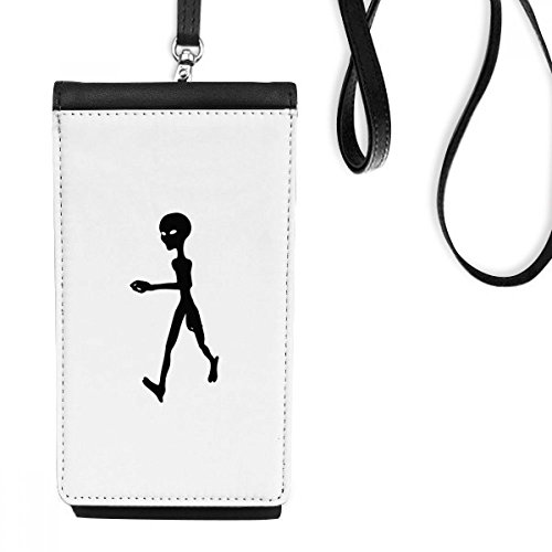 Pochette téléphone Alien en cuir faux noir idée cadeau espace