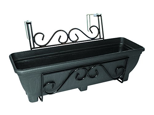 Garden Pride Adjustable Hanging Balcony Planter - Trough holder for use on balconies, fences, single brick walls or railings. An ideal alternative to a window box. (Black)