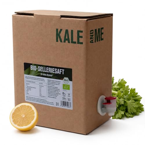 Kale&Me Bio Selleriesaft mit Zitrone Bag-in-Box 3L 95% kaltgepresster Selleriesaft vegan ohne Zusatz- & Konservierungsstoffe reich an Kalium inkl. Zapfhahn