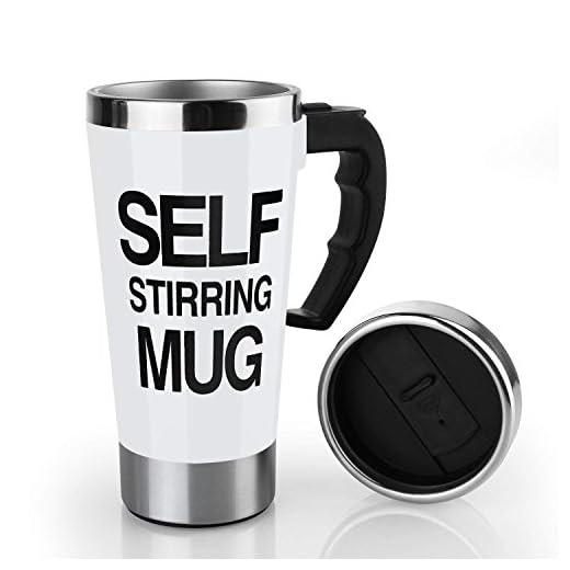 17oz Coffee Milk Automatic Mixing Cup Self Stirring Mug Stainless Steel Thermal Cup Electric Lazy Smart Double Insulated Cup (white)