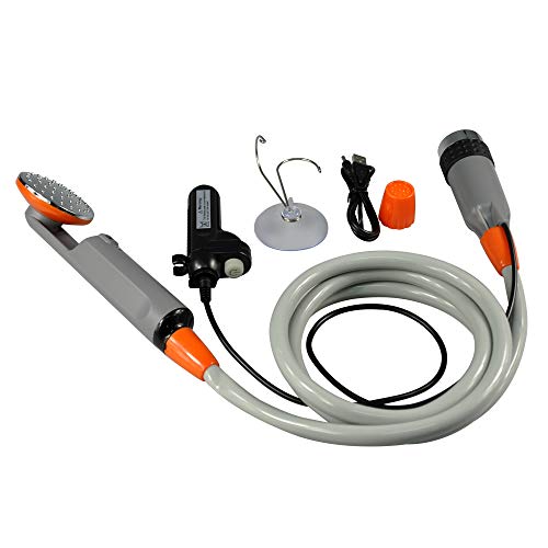 Moonight Portable Camping Shower Battery Powered Helio Pressure Shower for Outdoors Camping Pet Cleaning Car Washing Plants Watering Battery Powered Pump Watering System