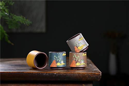 zestaw do herbaty, Filiżanka do herbaty z fioletowej gliny Fioletowy Ni Jiangnan Ręcznie malowana filiżanka Miska na herbatę robiona