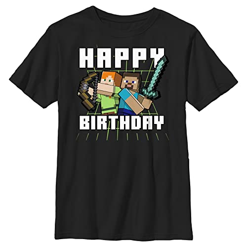 Boy's Minecraft Happy Birthday Steve and Alex T-Shirt