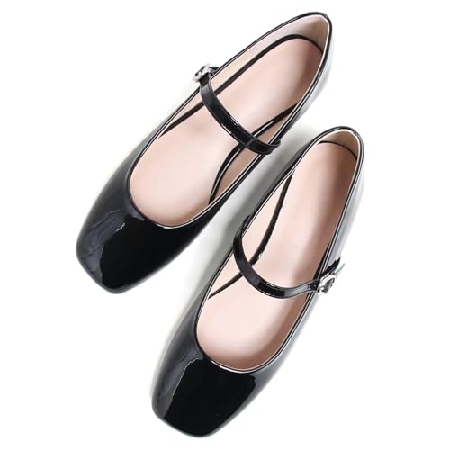 Image of LUXINYU Women's Slip on Flats,Classy Round Toe Solid Classic Mary Jane Ballet Dance Shoes Soft Comfortable PU Flat Shoes
