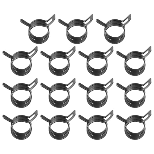 PATIKIL Clip a Molla per Tubi Flessibili da 13-14.6mm Od, 15Pz Clip a Molla a Tensione Costante Silicone per Tubi Aria Silicone Rigo Carburante Tubo Acqua, Nero