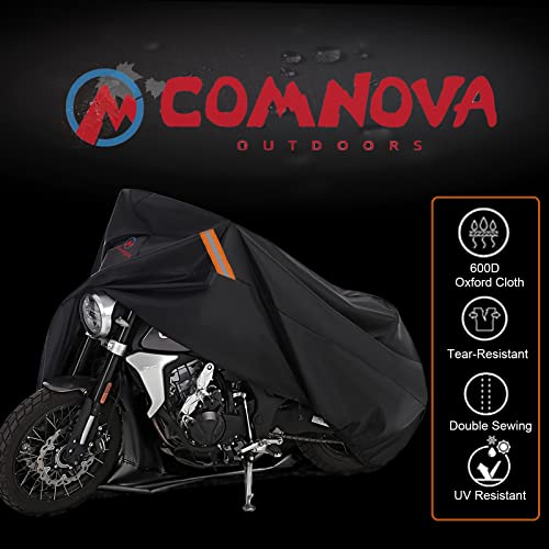 Comnova Motorcycle Cover 104 Inch, 600D Universal Motorcycles Cover Waterproof With Lock-Holes All Season, Large Motorbike Vehicle Scooter Cover For Harley Davidson, Honda, Suzuki, Kawasaki, Yamaha #TOP1