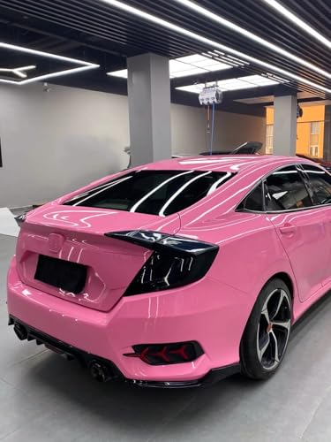 Image of LZLRUN High Gloss Vinyl Realistic Paint Wrap Roll Car Sticker Film Decal Bubble Free Come with Installation Tool Set (Pink, 1ft x 10ft)