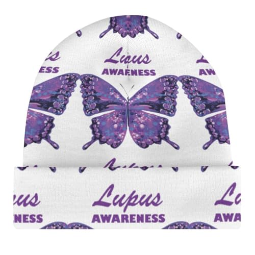 Lupus Awareness Month 2022 Kids Beanie Hat for for Girls Boys Children Cap Winter Knitted Chemo Cancer Headwear Accessories Gifts Decoration Black4