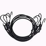 YELIER Bungee Cords (36' 8mm Black) 4Pack of Heavy-Duty Stretch Ropes with High-Strength S Hooks - Available in Red, Blue, Green, and Black, Uv Resistant and Waterproof.