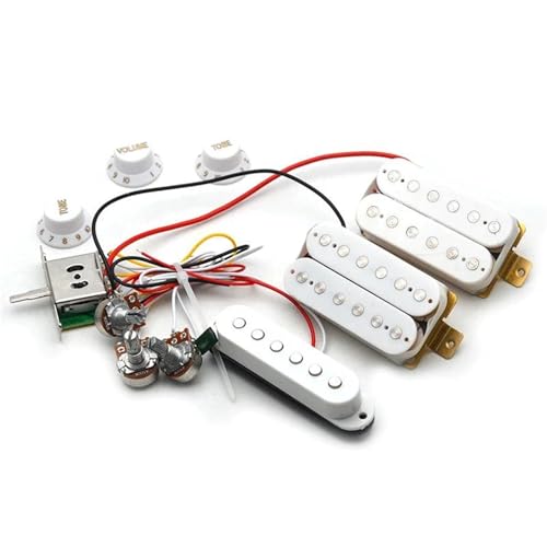 エレキギターピックアップ配線ハーネス 配線済み 2T1V(HSH White)
