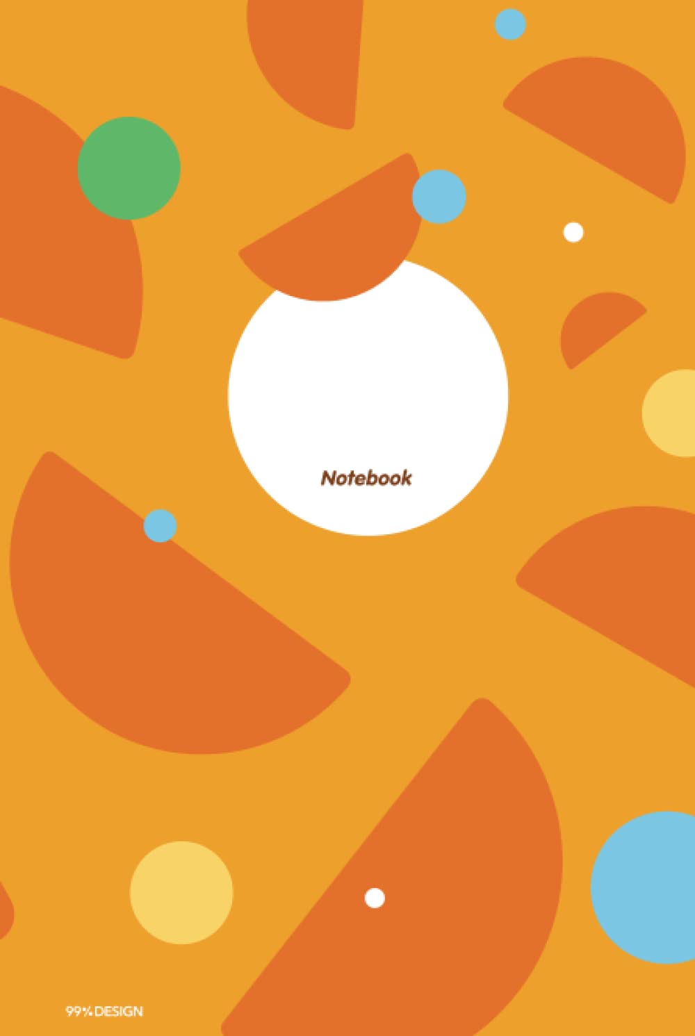 99%Design Notebook: Lined Notebook Gift with Dots and Semicircles in Orange / Yellow