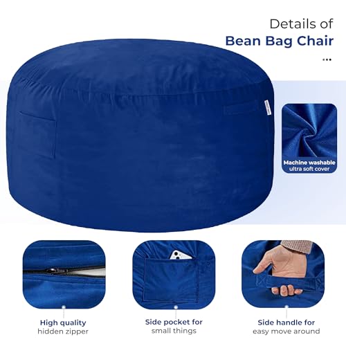 Image of HABUTWAY Bean Bag Chair: Giant 4' Memory Foam Furniture Bean Bag Chairs for Adults with Microfiber Cover 4Ft (Blue)