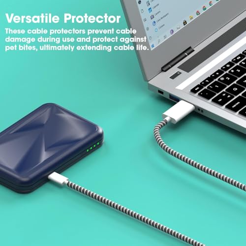 Image of Sounce Spiral Cable Protector, Chargers Cable Protector Data Cable Protective Sleeve, Headphone Saver, Charger Protective Cover for Phone USB Prevent Pets from Biting The Cable (Set of 3)