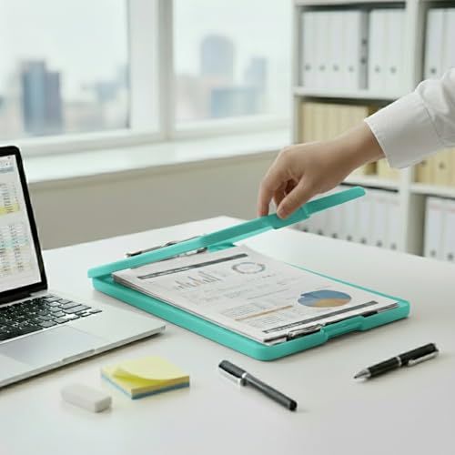 Image of oddpod Praise A4 Clip Pad /Clipboard with Storage Case for Paper and Document Storage 83002 (Aqua)