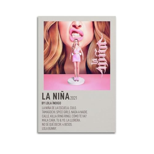 BLYESSQ Lola Indigo LA NINA - Póster de música firmado con música limitada, lienzo para pared, decoración de pared, habitación, aula, dormitorio, decoración de pared