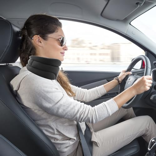 Wvu & Wvo Nackenstütze gegen Nackenschmerzen, Weich Halskrause für Schlafen, Neck Support zur Unterstützung der Halswirbelsäule Druckentlastung für Frauen und Männer, Schwarz