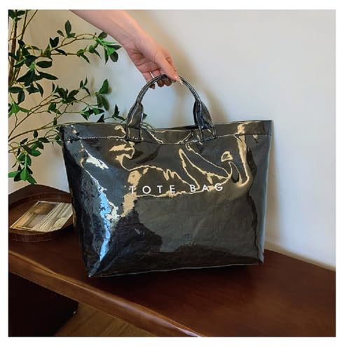 Image of Large Tote Bags for Women PVC Clear Totes Bag Plastic Carry All Bag Kraft Paper Shoulder Handbag Hobo for Work Travel