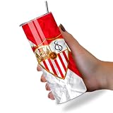 KaTunn - Botella Agua Acero Inoxidable Fútbol Personalizada - Botella Térmica Personalizada Fútbol - Termo con Pajita Personalizado - Ideal para Niños y Adultos - Regalo Fanáticos (Sevilla)