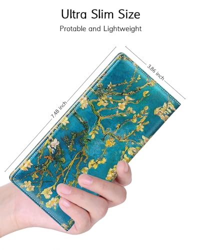 Image of Nipichsha Womens Wallet, RFID Slim Wallets for Women, Thin Ladies Credit Card Holder Purse, Cute Leather Bifold Clutch Billfold with 11 Card Slots & ID Window, Almond Tree