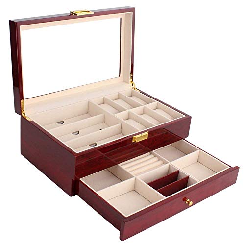 Caja de Reloj Caja de Reloj Caja de Reloj Dos Ranuras 6 Cubierta de Reloj Caja de Almacenamiento de Vidrio para Hombres o Mujeres