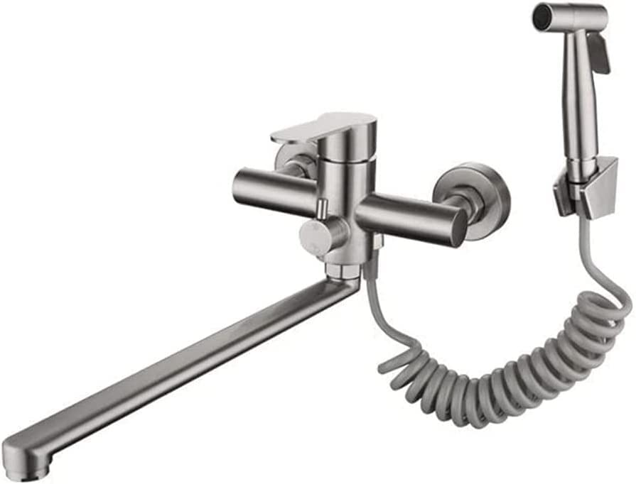 Grifo de cocina cepillado amatur de pared con rociador para acabar con las salpicaduras